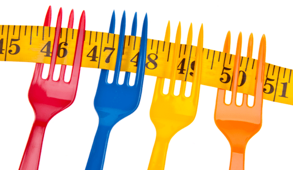 centimeters on the fork symbolizes weight loss on the Dukan diet